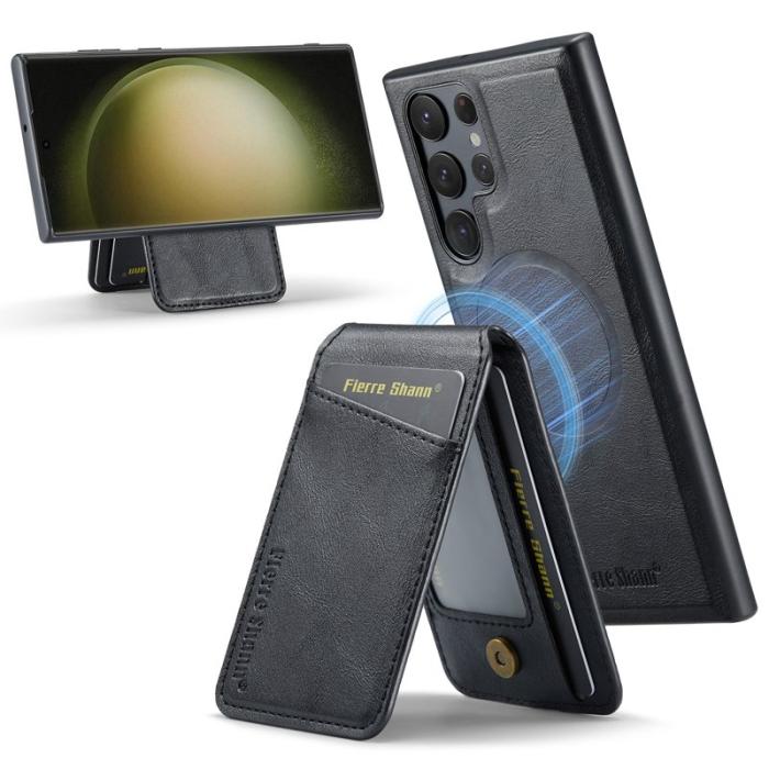 FIERRE SHANN - FIERRE SHANN 025 Style Samsung Galaxy S23 Ultra Fodral PU+TPU - Svart