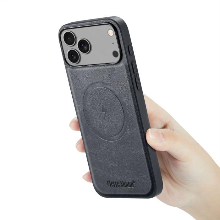 FIERRE SHANN - FIERRE SHANN 027 för iPhone 17 Pro Fodral Äkta läder - Svart