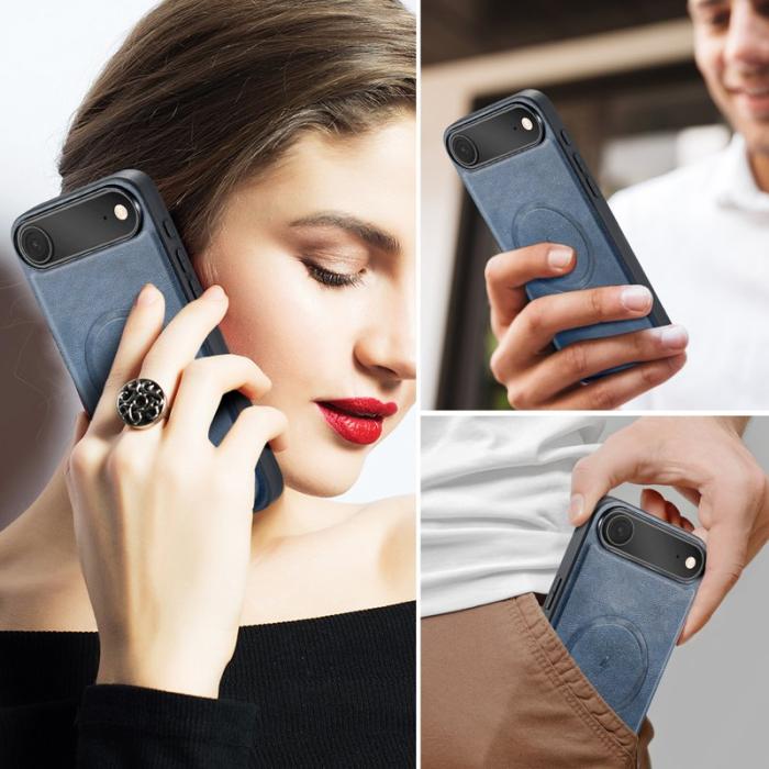 FIERRE SHANN - FIERRE SHANN 027 för iPhone Air Fodral Äkta läder - Blå