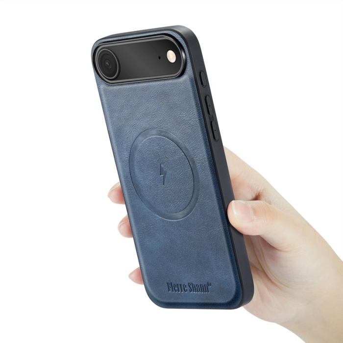 FIERRE SHANN - FIERRE SHANN 027 för iPhone Air Fodral Äkta läder - Blå