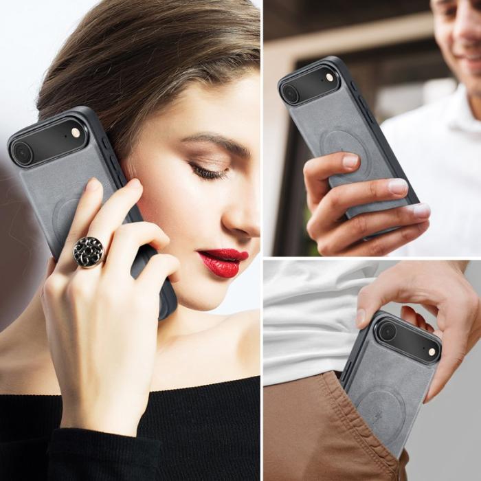 FIERRE SHANN - FIERRE SHANN 027 för iPhone Air Fodral Äkta läder - Grå