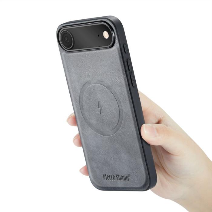 FIERRE SHANN - FIERRE SHANN 027 för iPhone Air Fodral Äkta läder - Grå