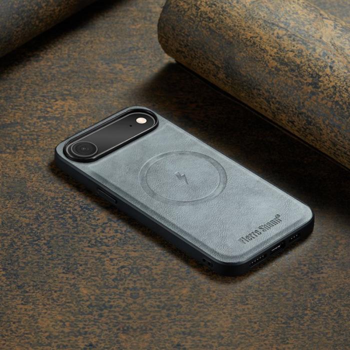 FIERRE SHANN - FIERRE SHANN 027 för iPhone Air Fodral Äkta läder - Grå