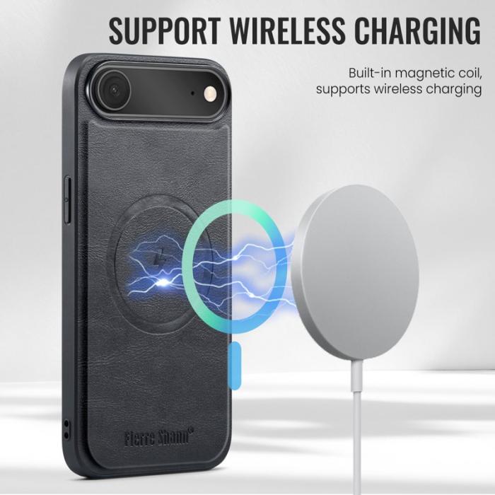 FIERRE SHANN - FIERRE SHANN 027 för iPhone Air Fodral Äkta läder - Svart