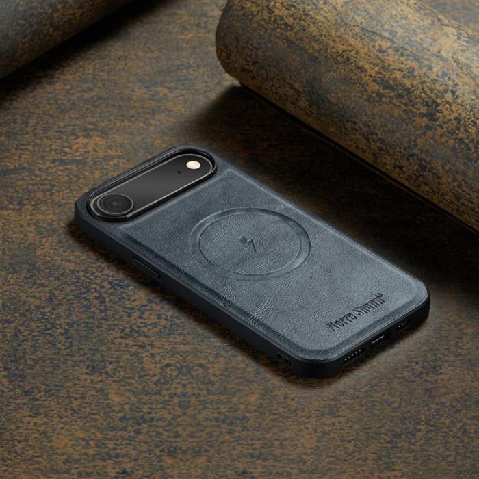 FIERRE SHANN - FIERRE SHANN 027 för iPhone Air Fodral Äkta läder - Svart