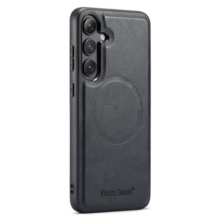 FIERRE SHANN - FIERRE SHANN 027 Fodral för Samsung Galaxy S24 FE - Äkta läder - Svart