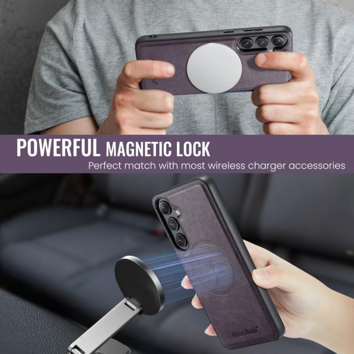 FIERRE SHANN - FIERRE SHANN 027 Fodral för Samsung Galaxy S24 FE - Läder - Lila