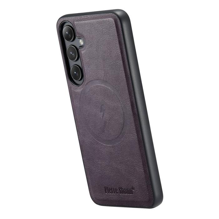 FIERRE SHANN - FIERRE SHANN 027 Fodral för Samsung Galaxy S24 FE - Läder - Lila