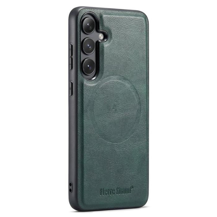 FIERRE SHANN - FIERRE SHANN 027 Fodral för Samsung Galaxy S25+ - Äkta läder - Grön