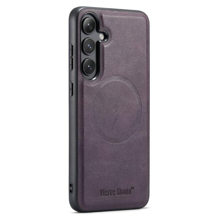 FIERRE SHANN - FIERRE SHANN 027 Fodral för Samsung Galaxy S25+ - Äkta läder - Lila