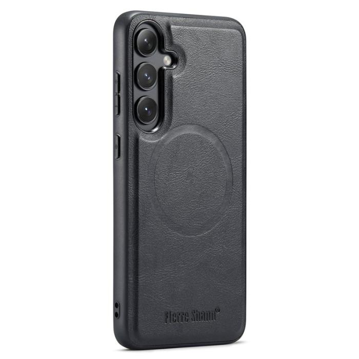 FIERRE SHANN - FIERRE SHANN 027 Fodral för Samsung Galaxy S25+ Äkta läder - Svart
