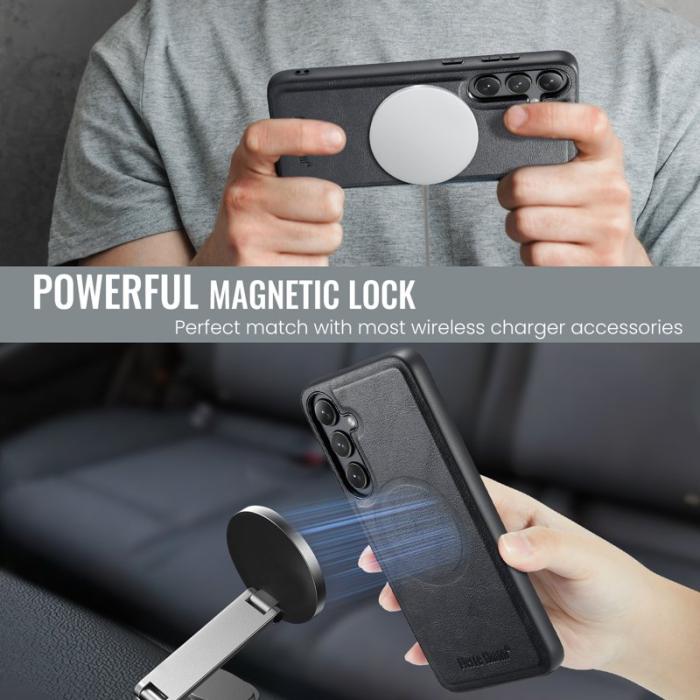 FIERRE SHANN - FIERRE SHANN 027 Fodral för Samsung Galaxy S25+ Äkta läder - Svart