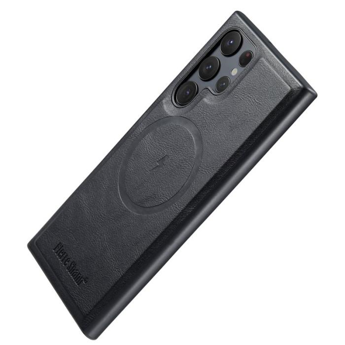 FIERRE SHANN - FIERRE SHANN 027 Fodral för Samsung Galaxy S25 Ultra - Äkta läder - Svart