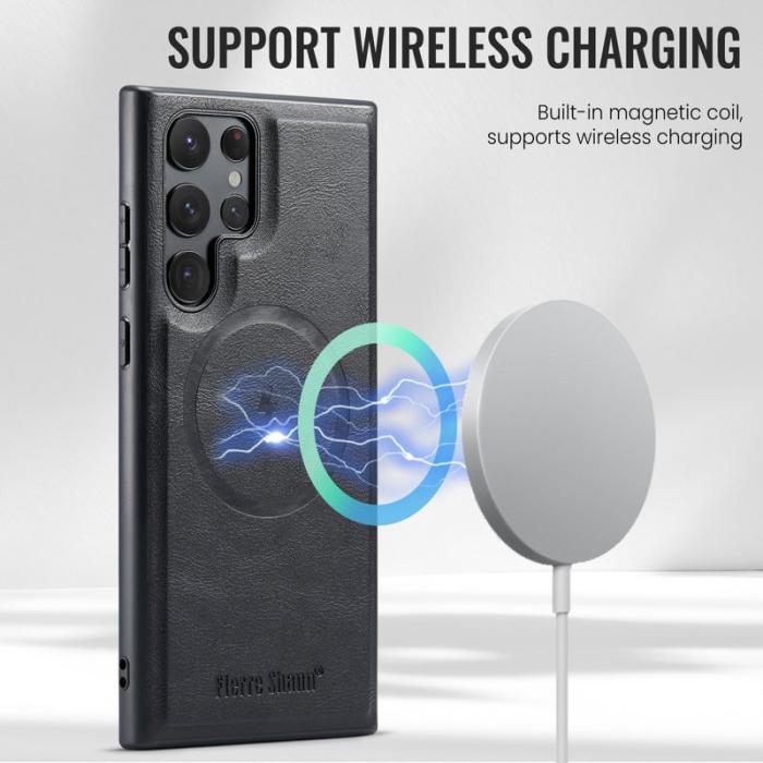 FIERRE SHANN - FIERRE SHANN 027 Fodral för Samsung Galaxy S25 Ultra - Äkta läder - Svart