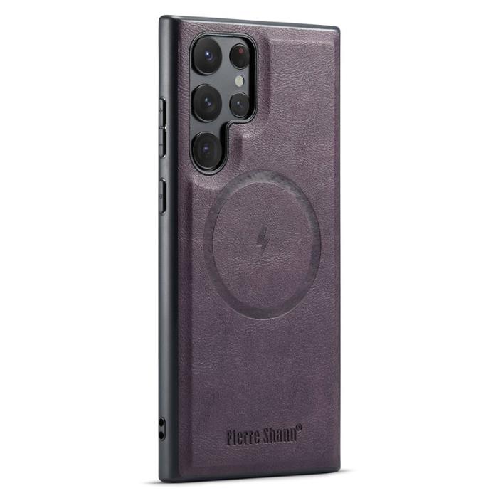 FIERRE SHANN - FIERRE SHANN 027 Fodral för Samsung Galaxy S25 Ultra - Läder - Lila