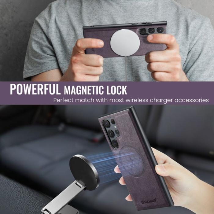 FIERRE SHANN - FIERRE SHANN 027 Fodral för Samsung Galaxy S25 Ultra - Läder - Lila