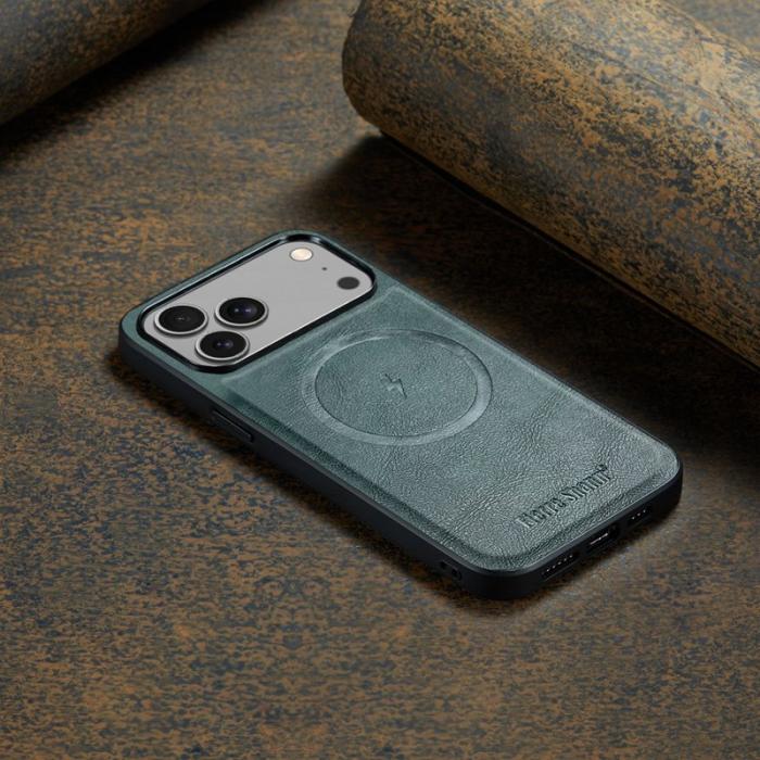 FIERRE SHANN - FIERRE SHANN 027 iPhone 17 Pro Fodral Äkta läder - Grön