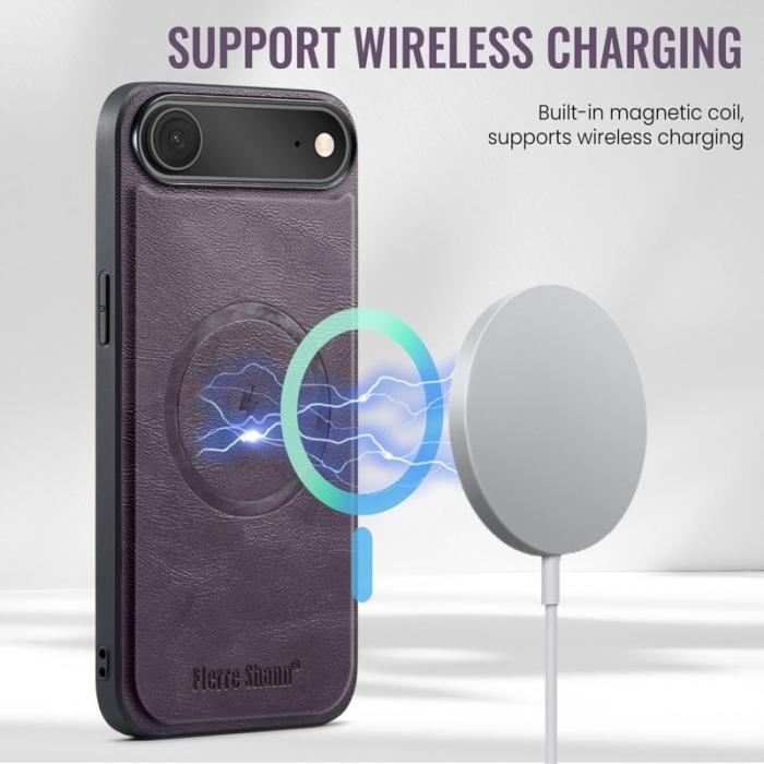 FIERRE SHANN - FIERRE SHANN 027 iPhone Air Fodral Äkta läder - Lila