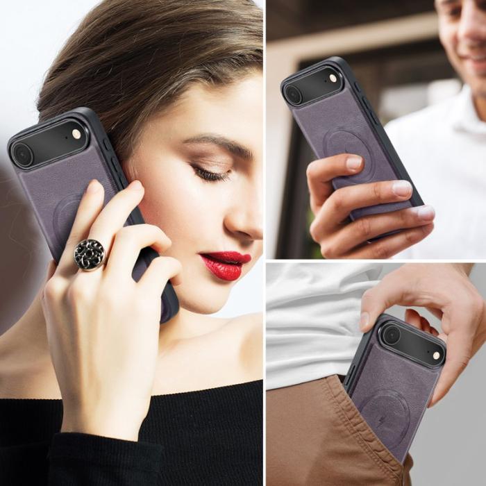 FIERRE SHANN - FIERRE SHANN 027 iPhone Air Fodral Äkta läder - Lila