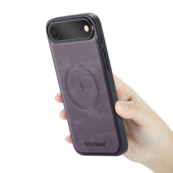 FIERRE SHANN - FIERRE SHANN 027 iPhone Air Fodral Äkta läder - Lila