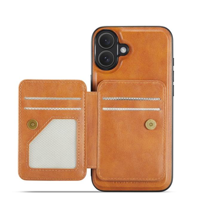 FIERRE SHANN - FIERRE SHANN 028 för iPhone 17 Fodral Äkta läder - Brun