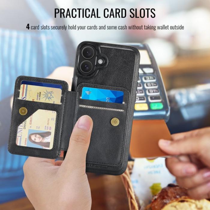 FIERRE SHANN - FIERRE SHANN 028 för iPhone 17 Fodral Äkta läder - Svart