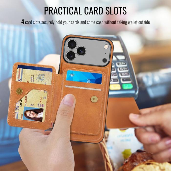 FIERRE SHANN - FIERRE SHANN 028 för iPhone 17 Pro Max Fodral Äkta läder - Brun