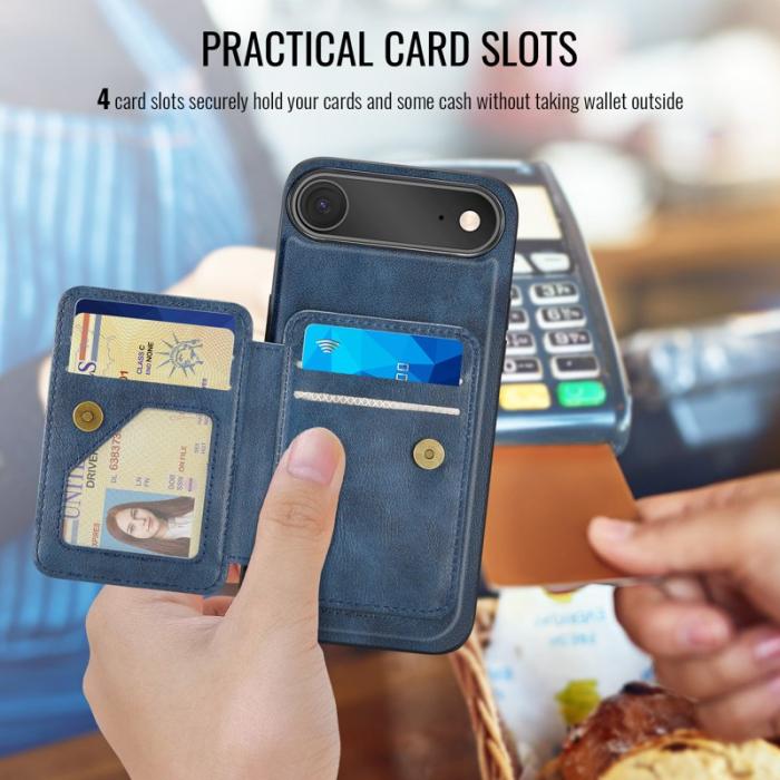 FIERRE SHANN - FIERRE SHANN 028 för iPhone Air Fodral Äkta läder - Blå