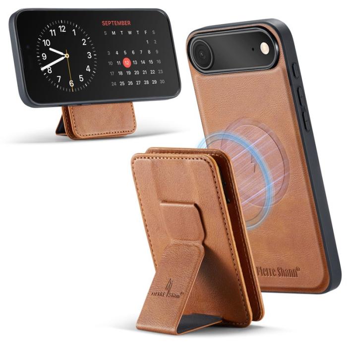 FIERRE SHANN - FIERRE SHANN 028 för iPhone Air Fodral Äkta läder - Brun