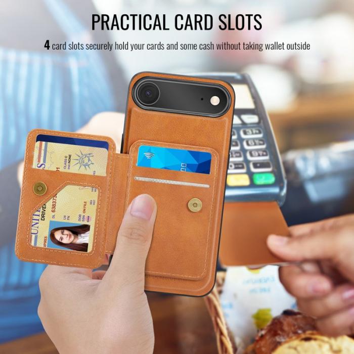 FIERRE SHANN - FIERRE SHANN 028 för iPhone Air Fodral Äkta läder - Brun