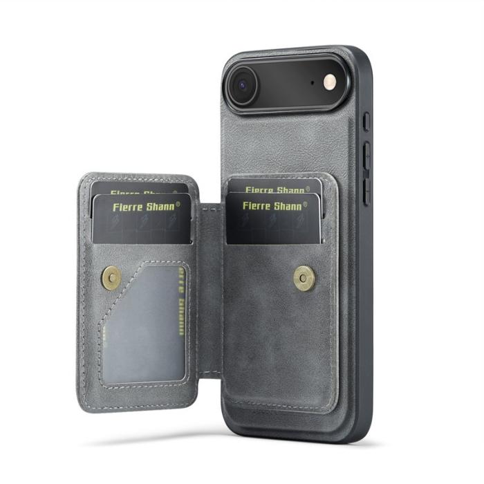 FIERRE SHANN - FIERRE SHANN 028 för iPhone Air Fodral Äkta läder - Grå