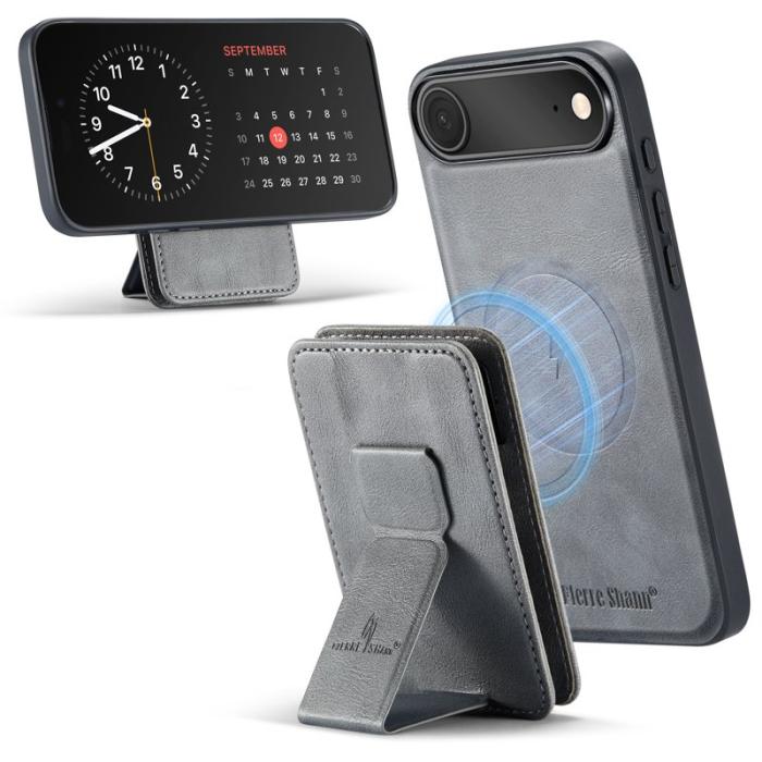 FIERRE SHANN - FIERRE SHANN 028 för iPhone Air Fodral Äkta läder - Grå