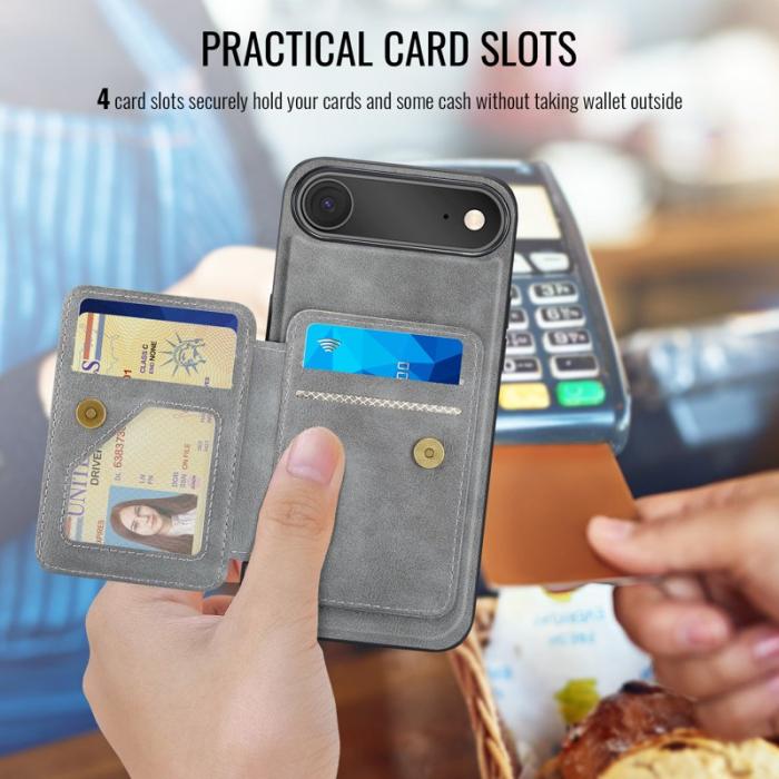 FIERRE SHANN - FIERRE SHANN 028 för iPhone Air Fodral Äkta läder - Grå