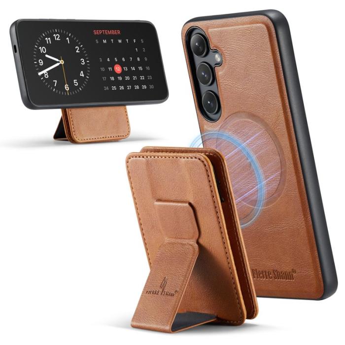 FIERRE SHANN - FIERRE SHANN 028 Fodral för Samsung Galaxy S24 FE - Äkta läder - Brun