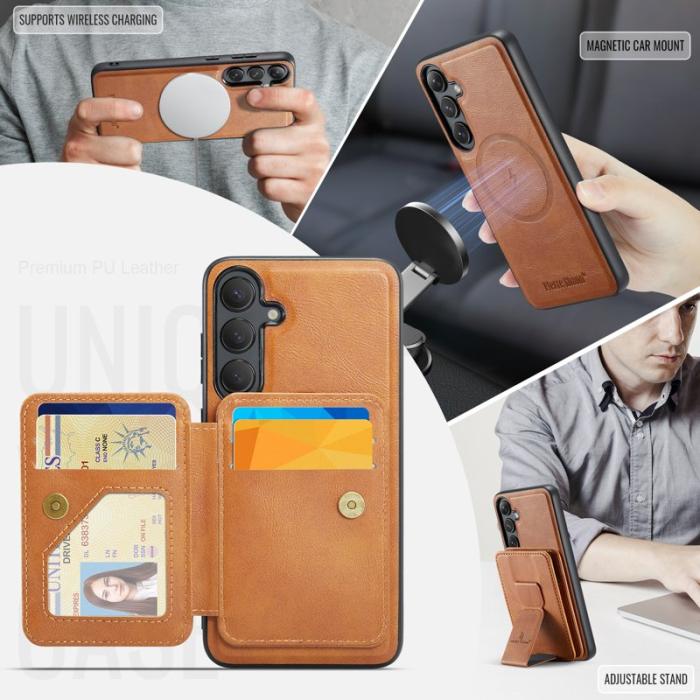 FIERRE SHANN - FIERRE SHANN 028 Fodral för Samsung Galaxy S24 FE - Äkta läder - Brun