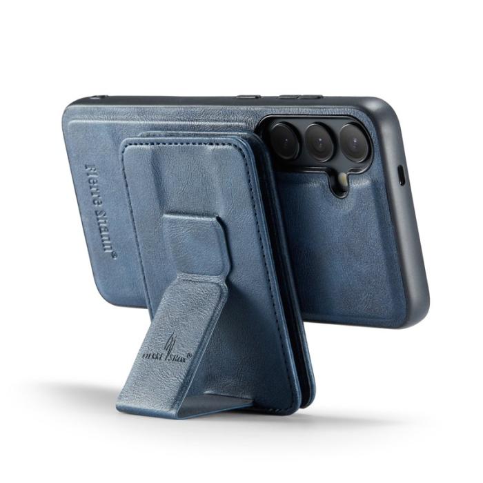 FIERRE SHANN - FIERRE SHANN 028 Fodral för Samsung Galaxy S25 Äkta läder - Blå