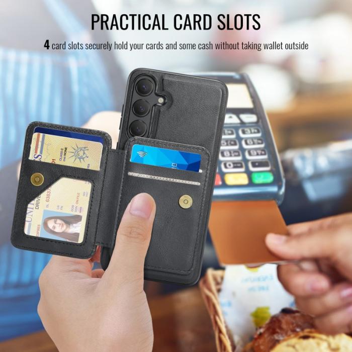 FIERRE SHANN - FIERRE SHANN 028 Fodral för Samsung Galaxy S25 - Äkta läder - Svart