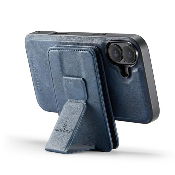 FIERRE SHANN - FIERRE SHANN 028 iPhone 16 Fodral Äkta läder - Blå