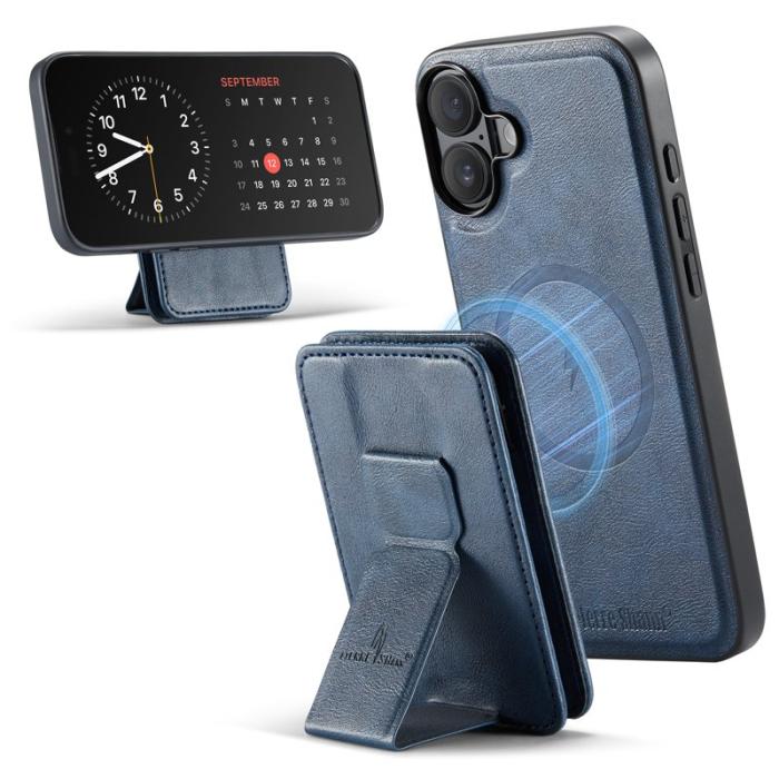 FIERRE SHANN - FIERRE SHANN 028 iPhone 16 Fodral Äkta läder - Blå