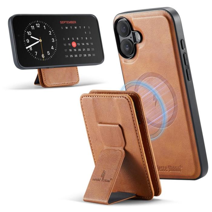 FIERRE SHANN - FIERRE SHANN 028 iPhone 16 Fodral Äkta läder - Brun