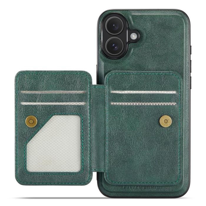 FIERRE SHANN - FIERRE SHANN 028 iPhone 16 Fodral Äkta läder - Grön