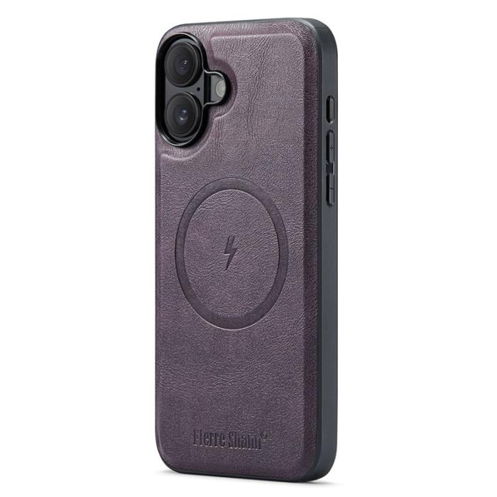 FIERRE SHANN - FIERRE SHANN 028 iPhone 16 Fodral Äkta läder - Lila