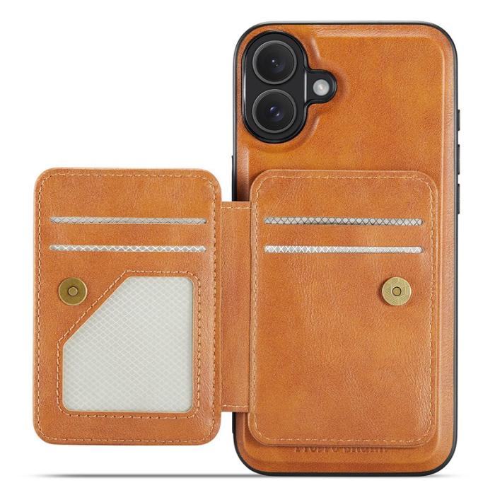FIERRE SHANN - FIERRE SHANN 028 iPhone 16 Plus Fodral Äkta läder - Brun