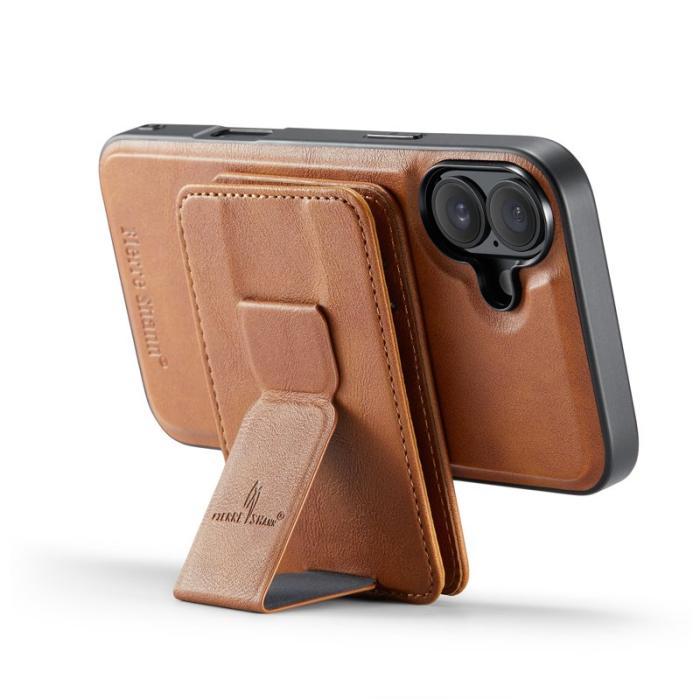 FIERRE SHANN - FIERRE SHANN 028 iPhone 16 Plus Fodral Äkta läder - Brun