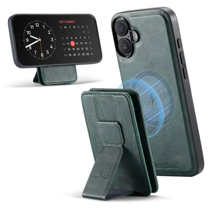 FIERRE SHANN - FIERRE SHANN 028 iPhone 16 Plus Fodral Äkta läder - Grön