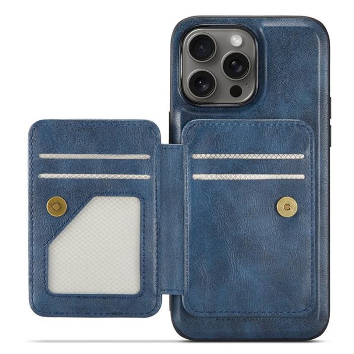 FIERRE SHANN - FIERRE SHANN 028 iPhone 16 Pro Fodral Äkta läder - Blå