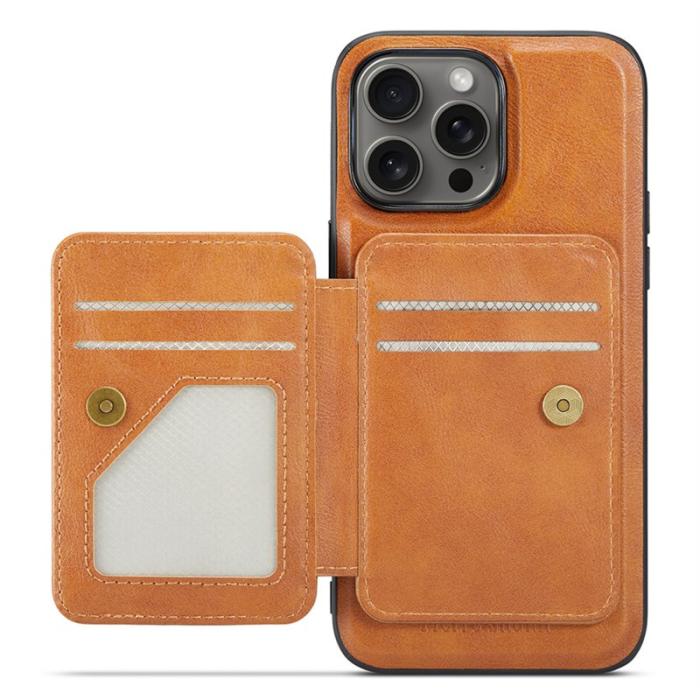 FIERRE SHANN - FIERRE SHANN 028 iPhone 16 Pro Fodral Äkta läder - Brun