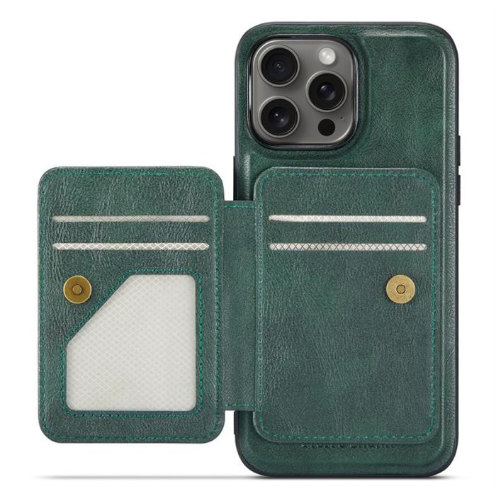 FIERRE SHANN - FIERRE SHANN 028 iPhone 16 Pro Fodral Äkta läder - Grön