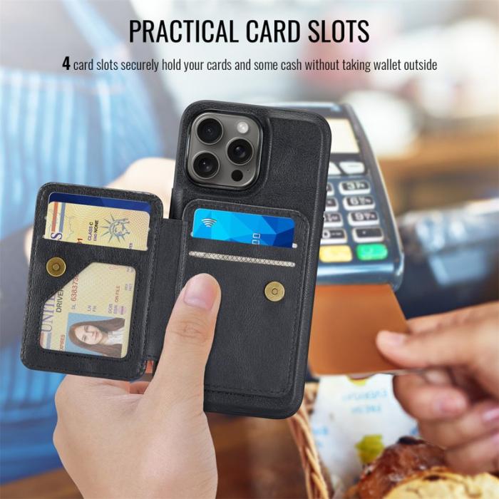 FIERRE SHANN - FIERRE SHANN 028 iPhone 16 Pro Fodral Äkta läder - Svart
