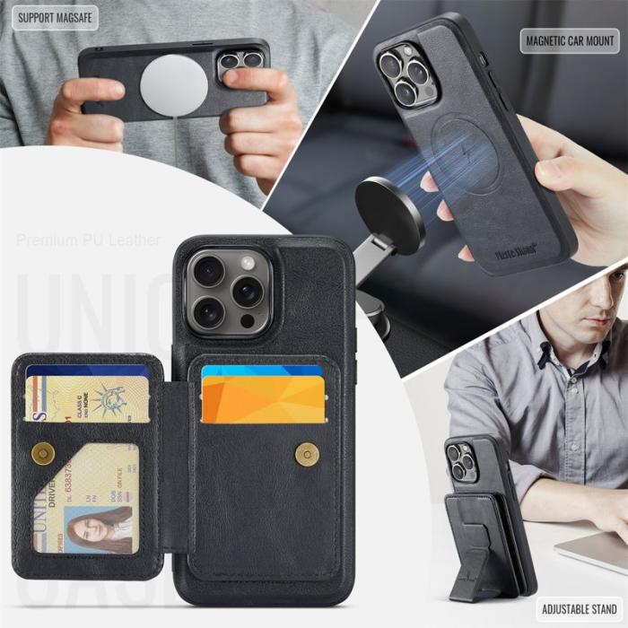 FIERRE SHANN - FIERRE SHANN 028 iPhone 16 Pro Fodral Äkta läder - Svart